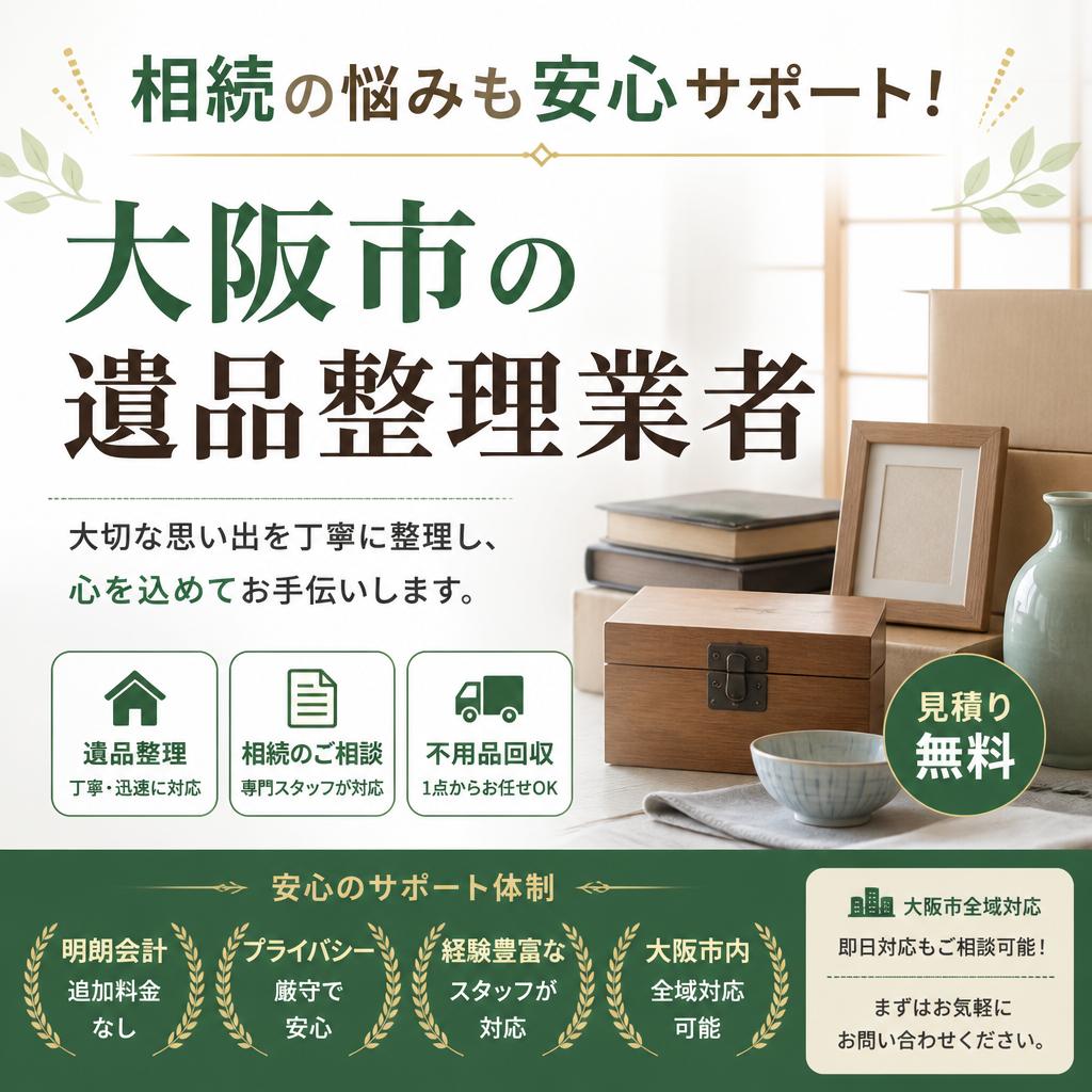 相続の悩みも安心サポート！大阪市の遺品整理業者