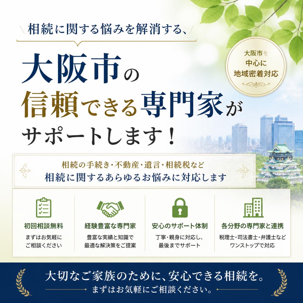 相続に関する悩みを解消する、大阪市の信頼できる専門家がサポートします！