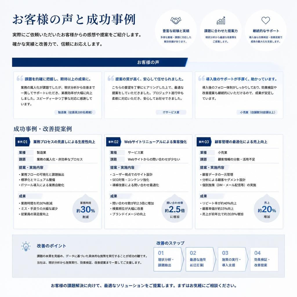 お客様の声と実績