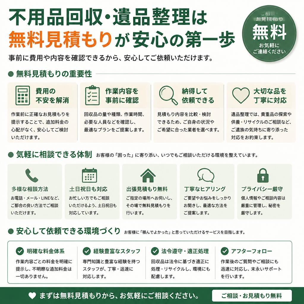 無料見積もりで安心スタート