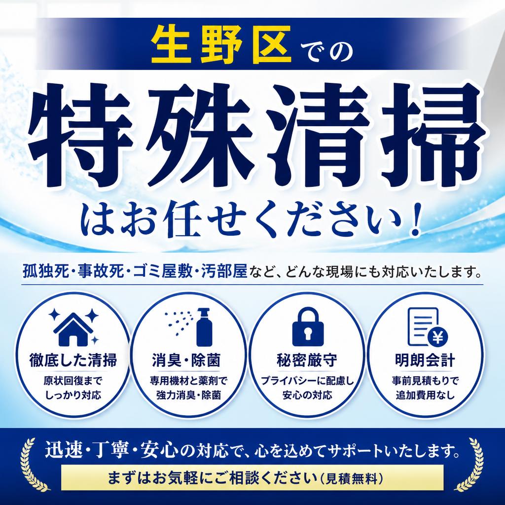 生野区での特殊清掃はお任せください！