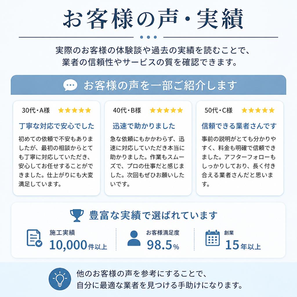 お客様の声や実績