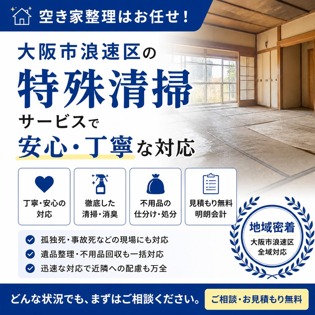空き家整理はお任せ！大阪市浪速区の特殊清掃サービスで安心・丁寧な対応